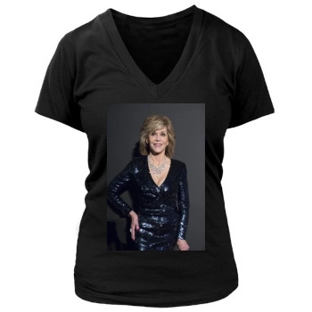 Jane Fonda Women's Deep V-Neck TShirt