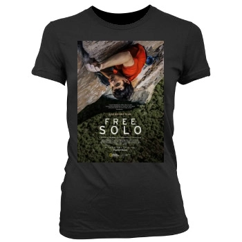 Free Solo (2018) Women's Junior Cut Crewneck T-Shirt