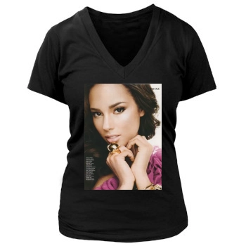 Alicia Keys Women's Deep V-Neck TShirt