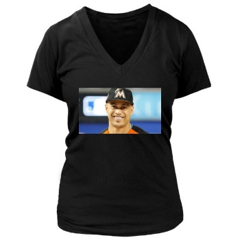 Giancarlo Stanton Women's Deep V-Neck TShirt