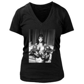 Elizabeth Hurley Women's Deep V-Neck TShirt