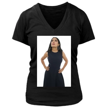 Salma Hayek Women's Deep V-Neck TShirt