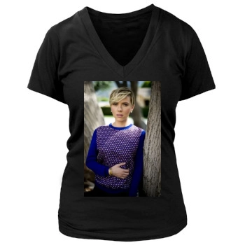 Scarlett Johansson Women's Deep V-Neck TShirt