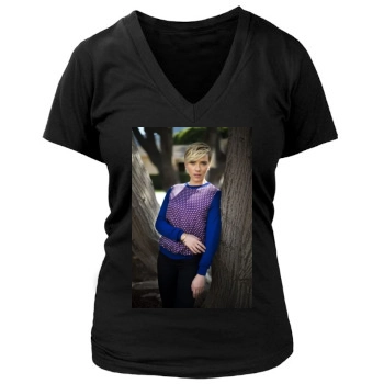 Scarlett Johansson Women's Deep V-Neck TShirt