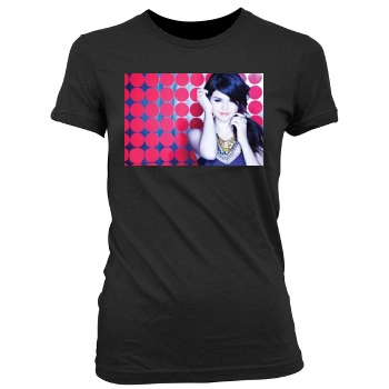 Selena Gomez Women's Junior Cut Crewneck T-Shirt