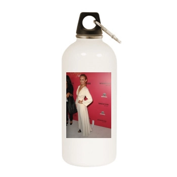 Amber Valletta White Water Bottle With Carabiner