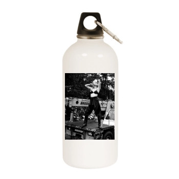 Amber Valletta White Water Bottle With Carabiner