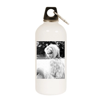 Amber Valletta White Water Bottle With Carabiner