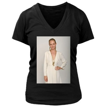 Amber Valletta Women's Deep V-Neck TShirt