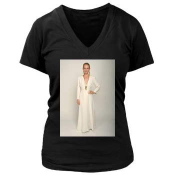 Amber Valletta Women's Deep V-Neck TShirt