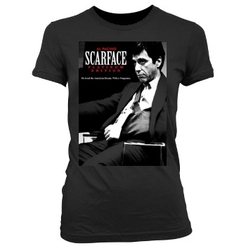 Scarface (1983) Women's Junior Cut Crewneck T-Shirt