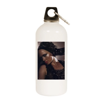 Amber Valletta White Water Bottle With Carabiner