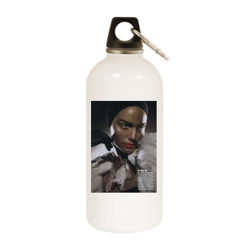 Amber Valletta White Water Bottle With Carabiner