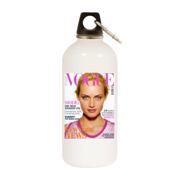 Amber Valletta White Water Bottle With Carabiner