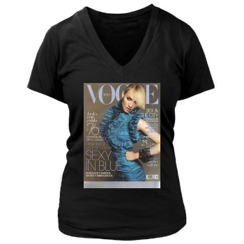 Amber Valletta Women's Deep V-Neck TShirt