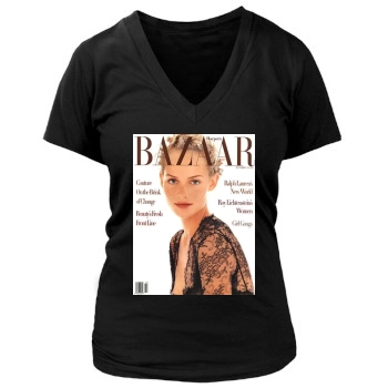 Amber Valletta Women's Deep V-Neck TShirt