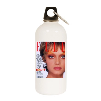 Amber Valletta White Water Bottle With Carabiner