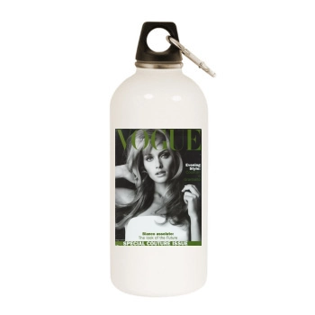 Amber Valletta White Water Bottle With Carabiner