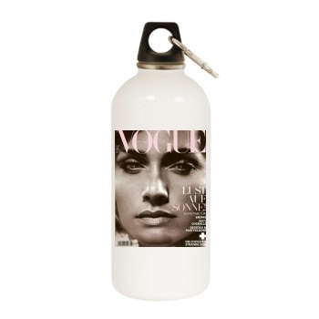 Amber Valletta White Water Bottle With Carabiner