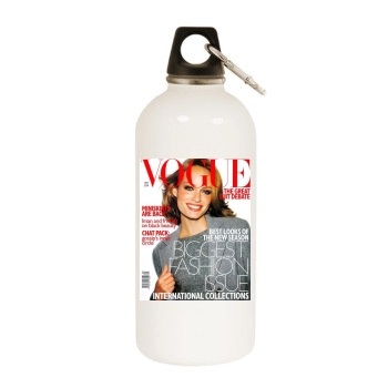 Amber Valletta White Water Bottle With Carabiner