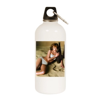 Amber Valletta White Water Bottle With Carabiner