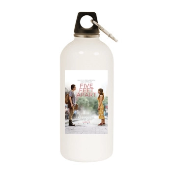 Five Feet Apart (2019) White Water Bottle With Carabiner