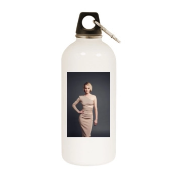 Amber Valletta White Water Bottle With Carabiner