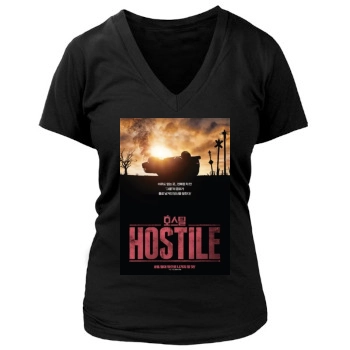 Hostile (2018) Women's Deep V-Neck TShirt