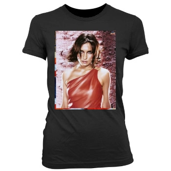 Famke Janssen Women's Junior Cut Crewneck T-Shirt