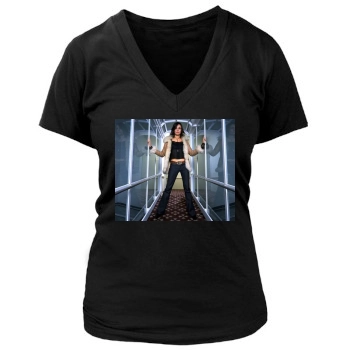 Famke Janssen Women's Deep V-Neck TShirt