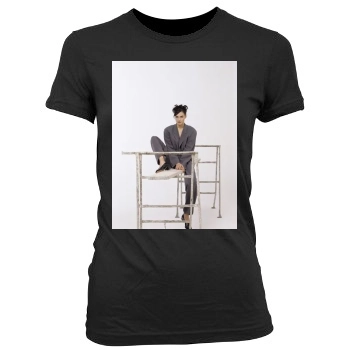 Famke Janssen Women's Junior Cut Crewneck T-Shirt