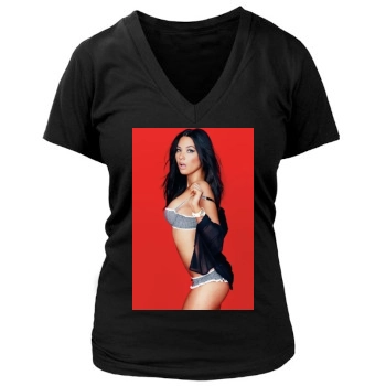 Olivia Munn Women's Deep V-Neck TShirt