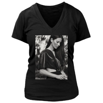 Olivia Munn Women's Deep V-Neck TShirt