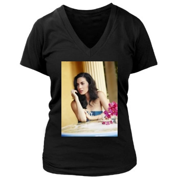 Olivia Munn Women's Deep V-Neck TShirt