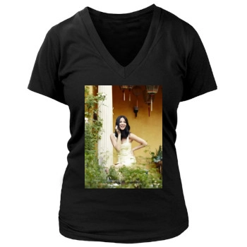 Olivia Munn Women's Deep V-Neck TShirt