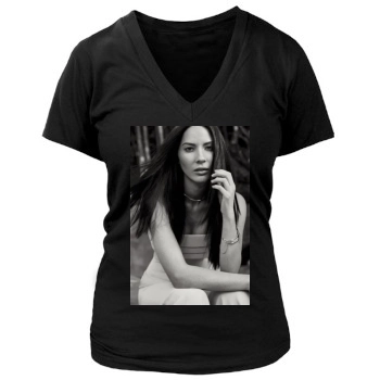 Olivia Munn Women's Deep V-Neck TShirt