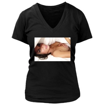 Olivia Munn Women's Deep V-Neck TShirt