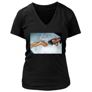 Olivia Munn Women's Deep V-Neck TShirt