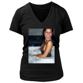 Olivia Munn Women's Deep V-Neck TShirt