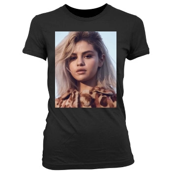 Selena Gomez Women's Junior Cut Crewneck T-Shirt