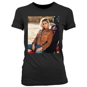 Selena Gomez Women's Junior Cut Crewneck T-Shirt