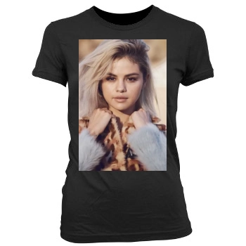 Selena Gomez Women's Junior Cut Crewneck T-Shirt