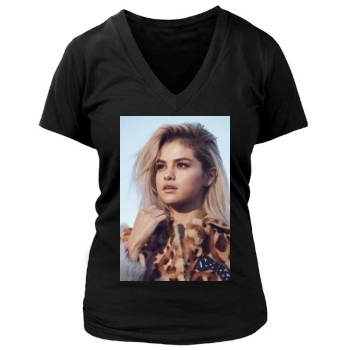 Selena Gomez Women's Deep V-Neck TShirt