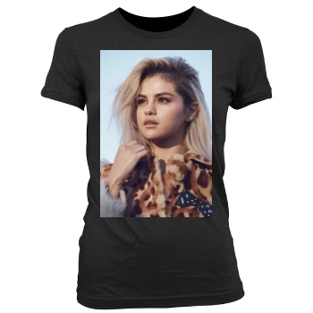 Selena Gomez Women's Junior Cut Crewneck T-Shirt