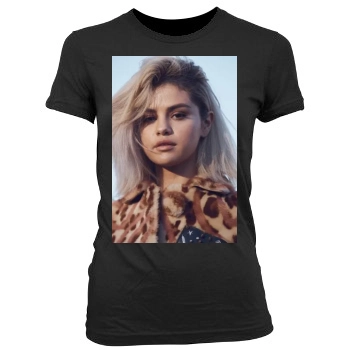 Selena Gomez Women's Junior Cut Crewneck T-Shirt