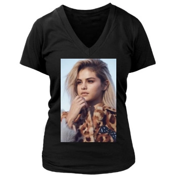 Selena Gomez Women's Deep V-Neck TShirt