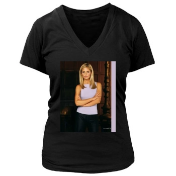 Sarah Michelle Gellar Women's Deep V-Neck TShirt