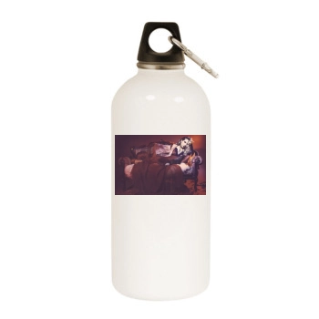 Sarah Carter White Water Bottle With Carabiner