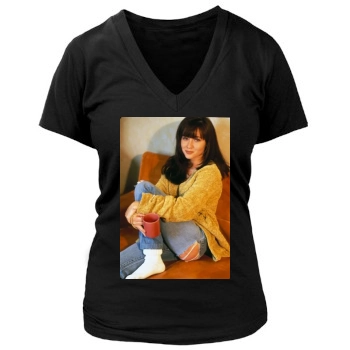 Shannen Doherty Women's Deep V-Neck TShirt