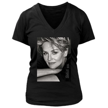 Sharon Stone Women's Deep V-Neck TShirt